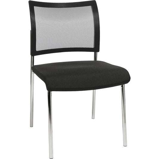 Visitors' chair, stackable, 4 legs, mesh back rest, pack of 2, black.