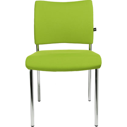Visitors' chair, stackable, 4 legs, upholstered back rest, pack of 2, apple green.