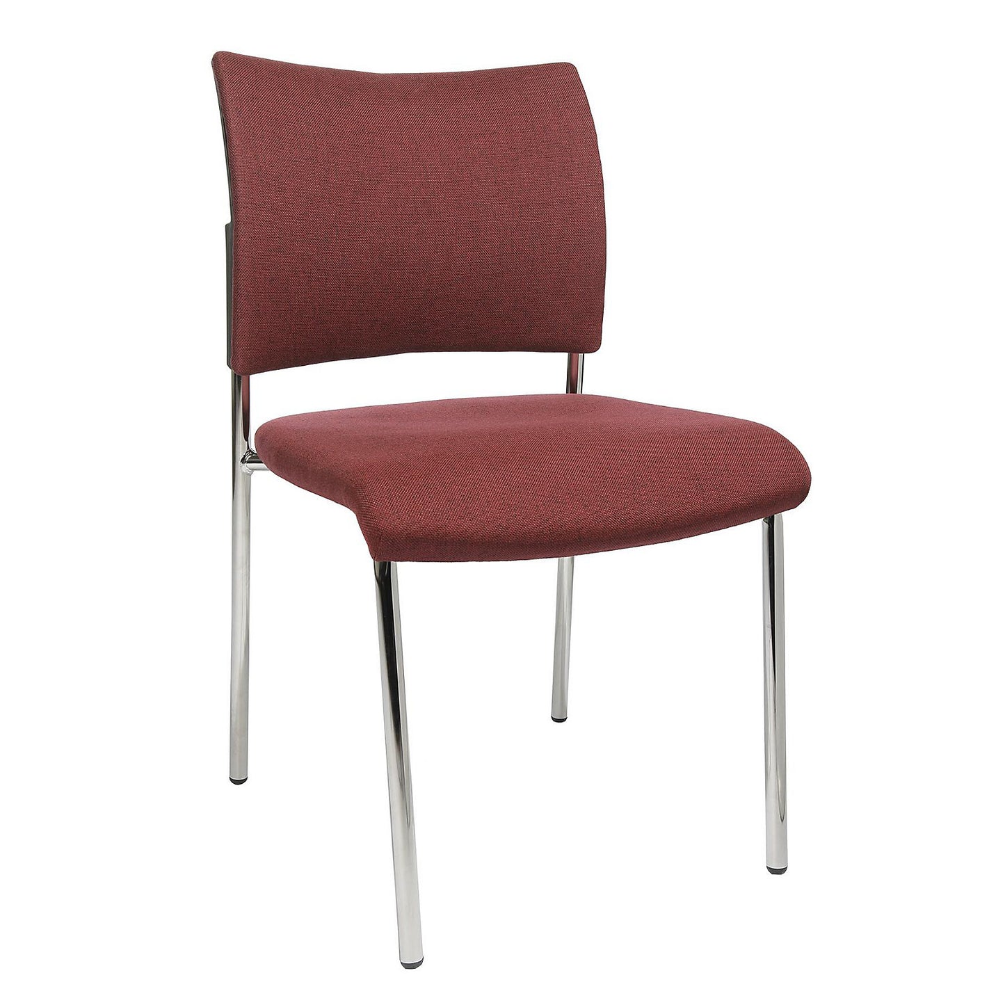 Visitors' chair, stackable, 4 legs, upholstered back rest, pack of 2, bordeaux.