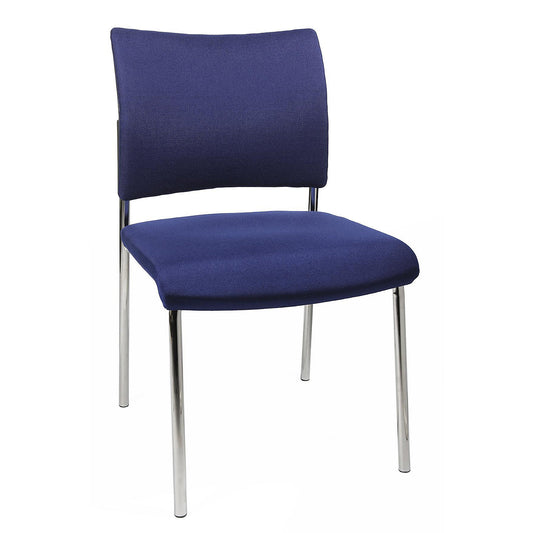 Visitors' chair, stackable, 4 legs, upholstered back rest, pack of 2, blue.