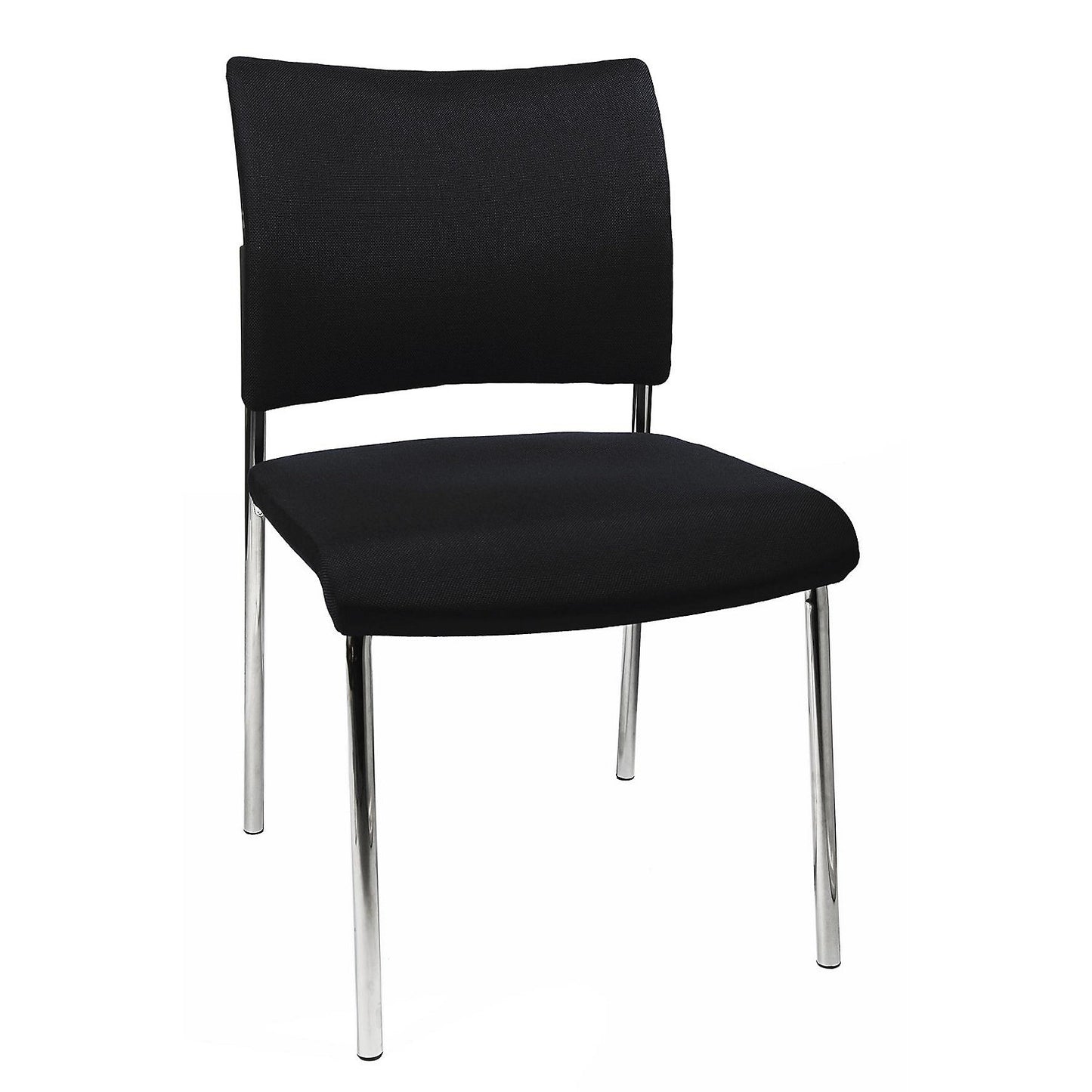 Visitors' chair, stackable, 4 legs, upholstered back rest, pack of 2, black.