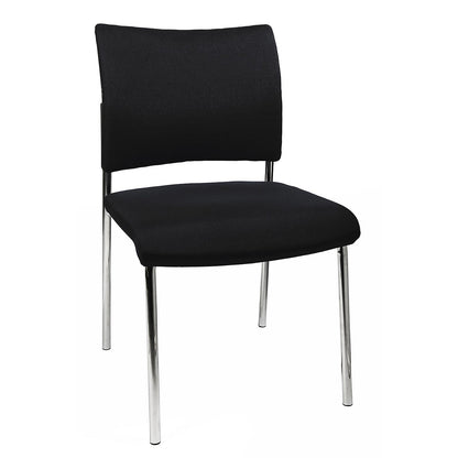 Visitors' chair, stackable, 4 legs, upholstered back rest, pack of 2, black.