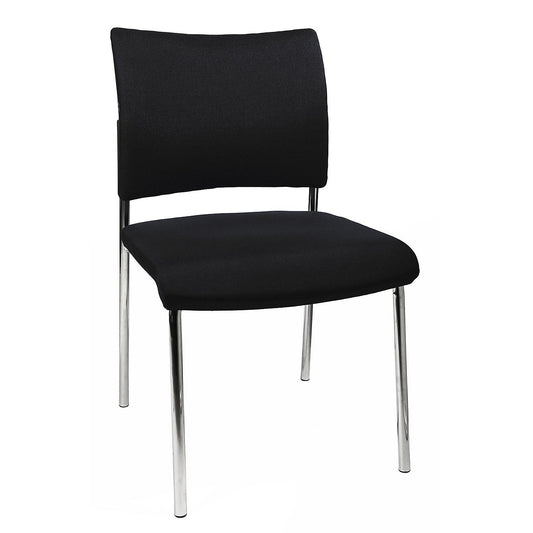 Visitors' chair, stackable, 4 legs, upholstered back rest, pack of 2, black.