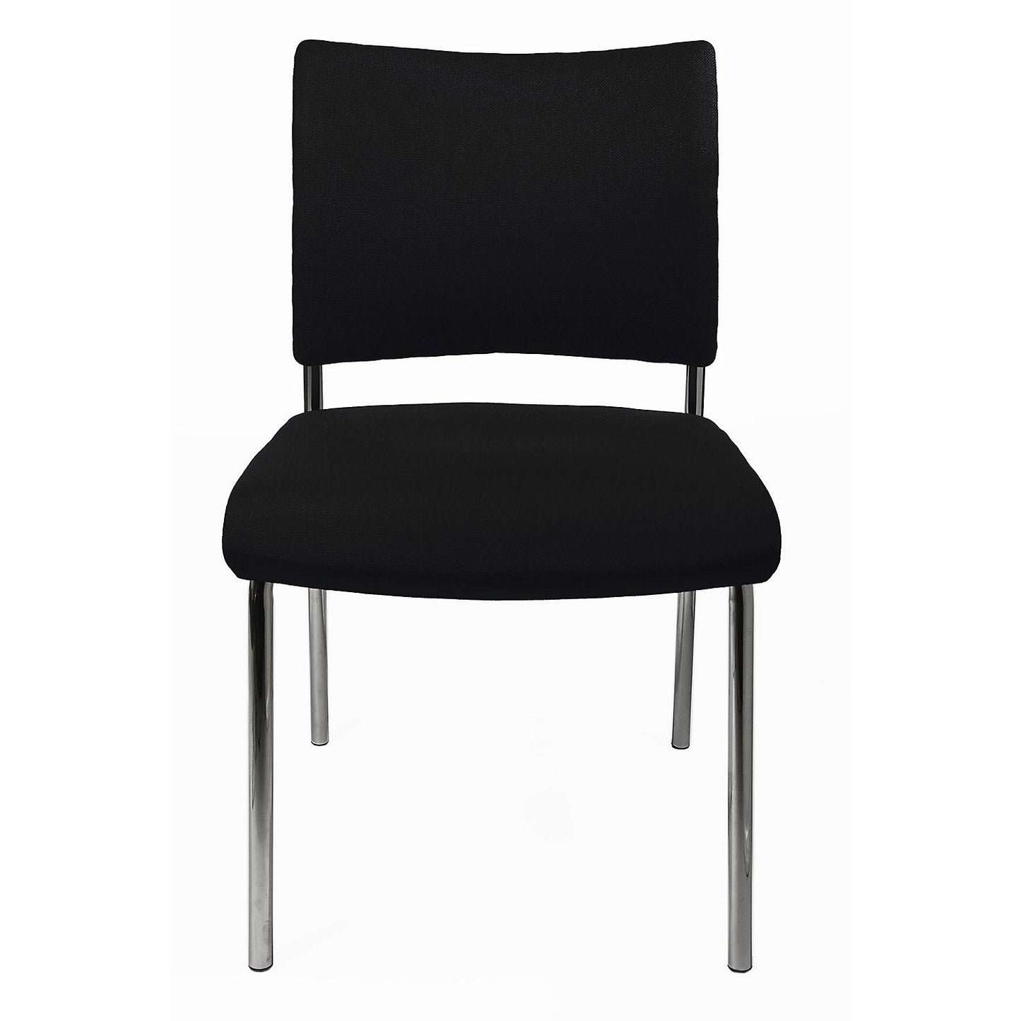 Visitors' chair, stackable, 4 legs, upholstered back rest, pack of 2, black.
