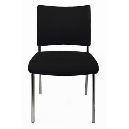Visitors' chair, stackable, 4 legs, upholstered back rest, pack of 2, black.