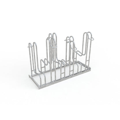 Bicycle stand, double sided, 6 parking spaces, tyre width up to 55 mm.