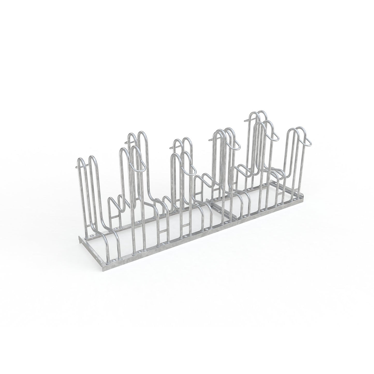 Bicycle stand, double sided, 10 parking spaces, tyre width up to 55 mm.