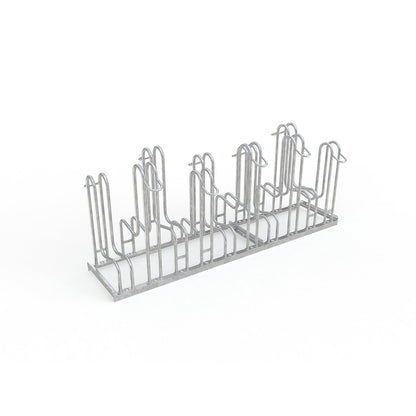 Bicycle stand, double sided, 10 parking spaces, tyre width up to 55 mm.