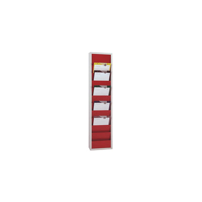 Planning board, with 10 rails, single row, HxWxD 1280 x 315 x 74 mm, red.