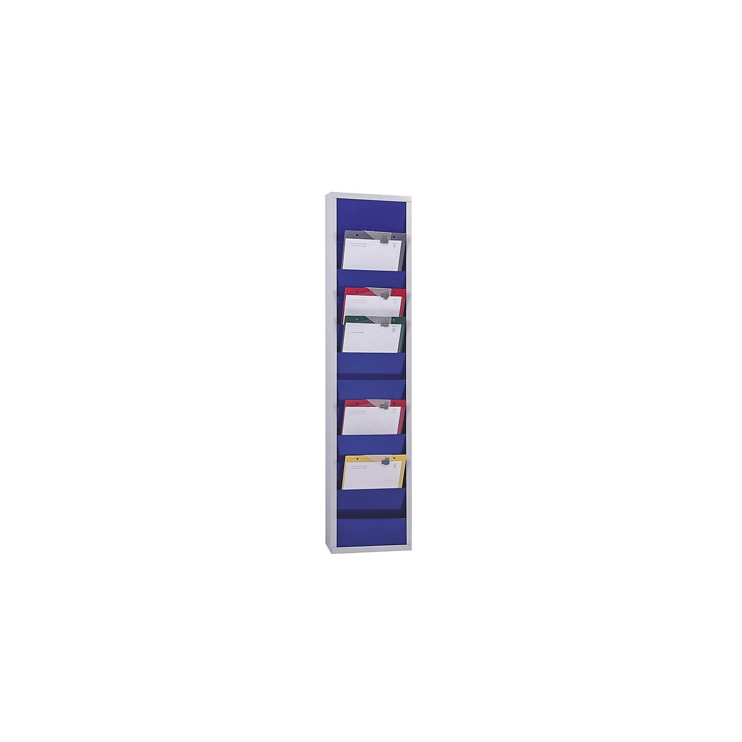 Planning board, with 10 rails, single row, HxWxD 1280 x 315 x 74 mm, blue.