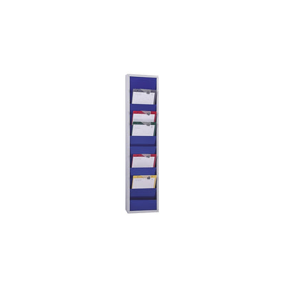 Planning board, with 10 rails, single row, HxWxD 1280 x 315 x 74 mm, blue.