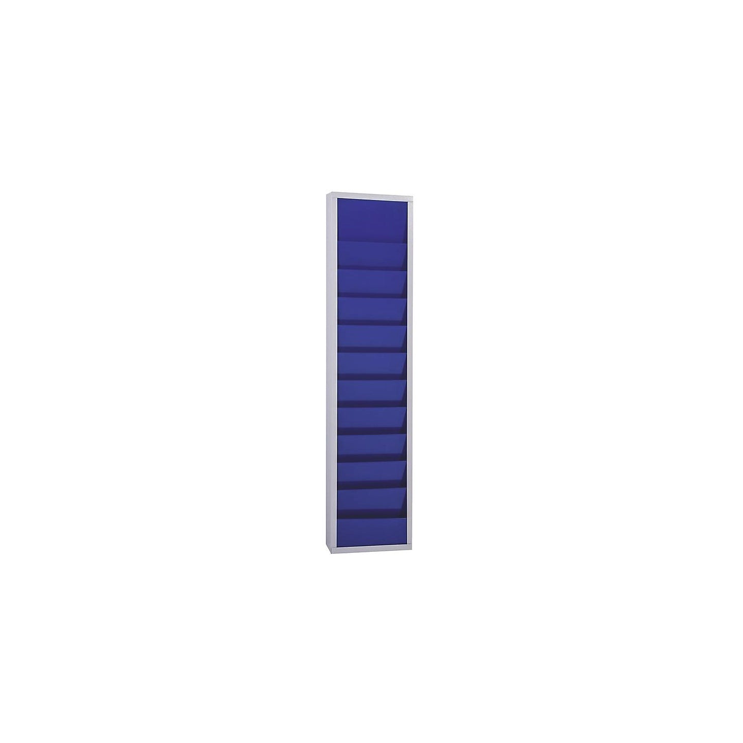 Planning board, with 10 rails, single row, HxWxD 1280 x 315 x 74 mm, blue.