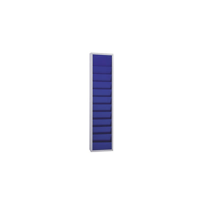 Planning board, with 10 rails, single row, HxWxD 1280 x 315 x 74 mm, blue.