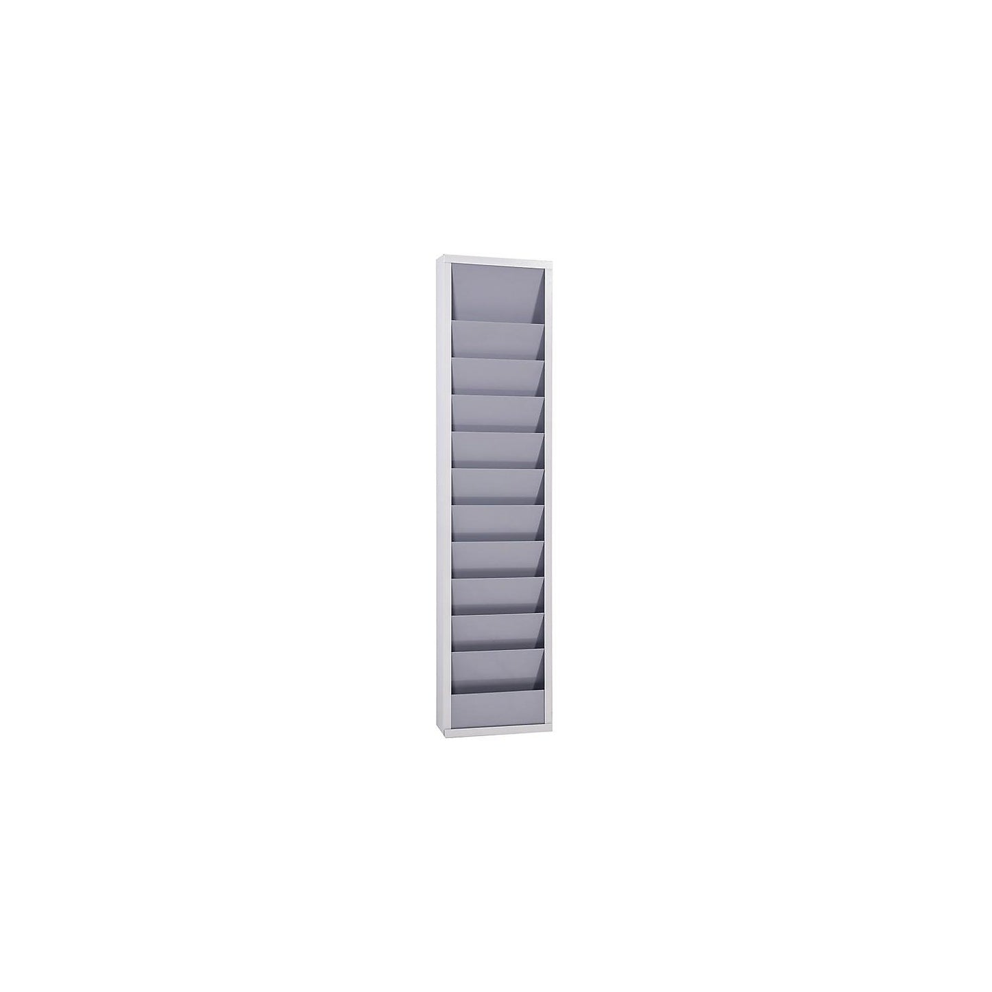 Planning board, with 10 rails, single row, HxWxD 1280 x 315 x 74 mm, grey.