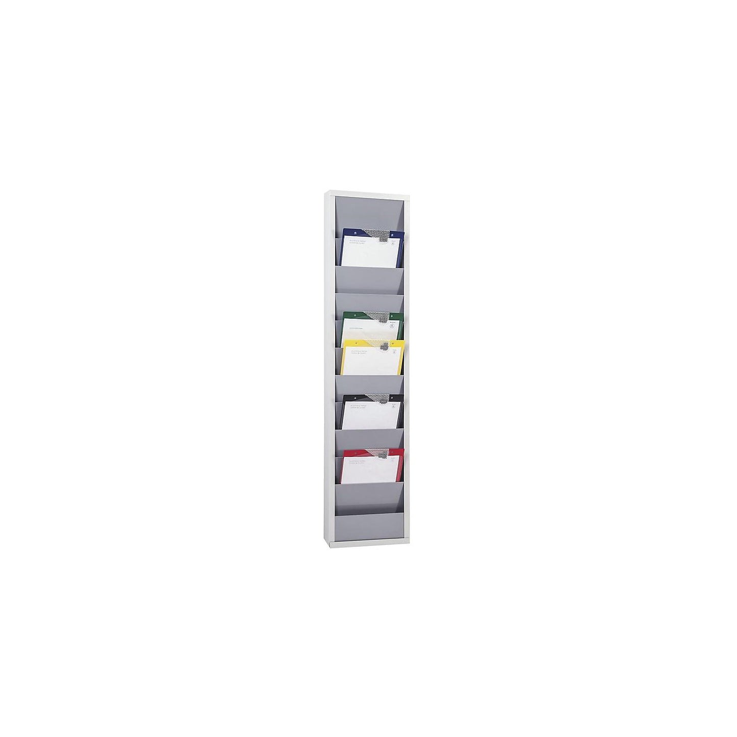 Planning board, with 10 rails, single row, HxWxD 1280 x 315 x 74 mm, grey.