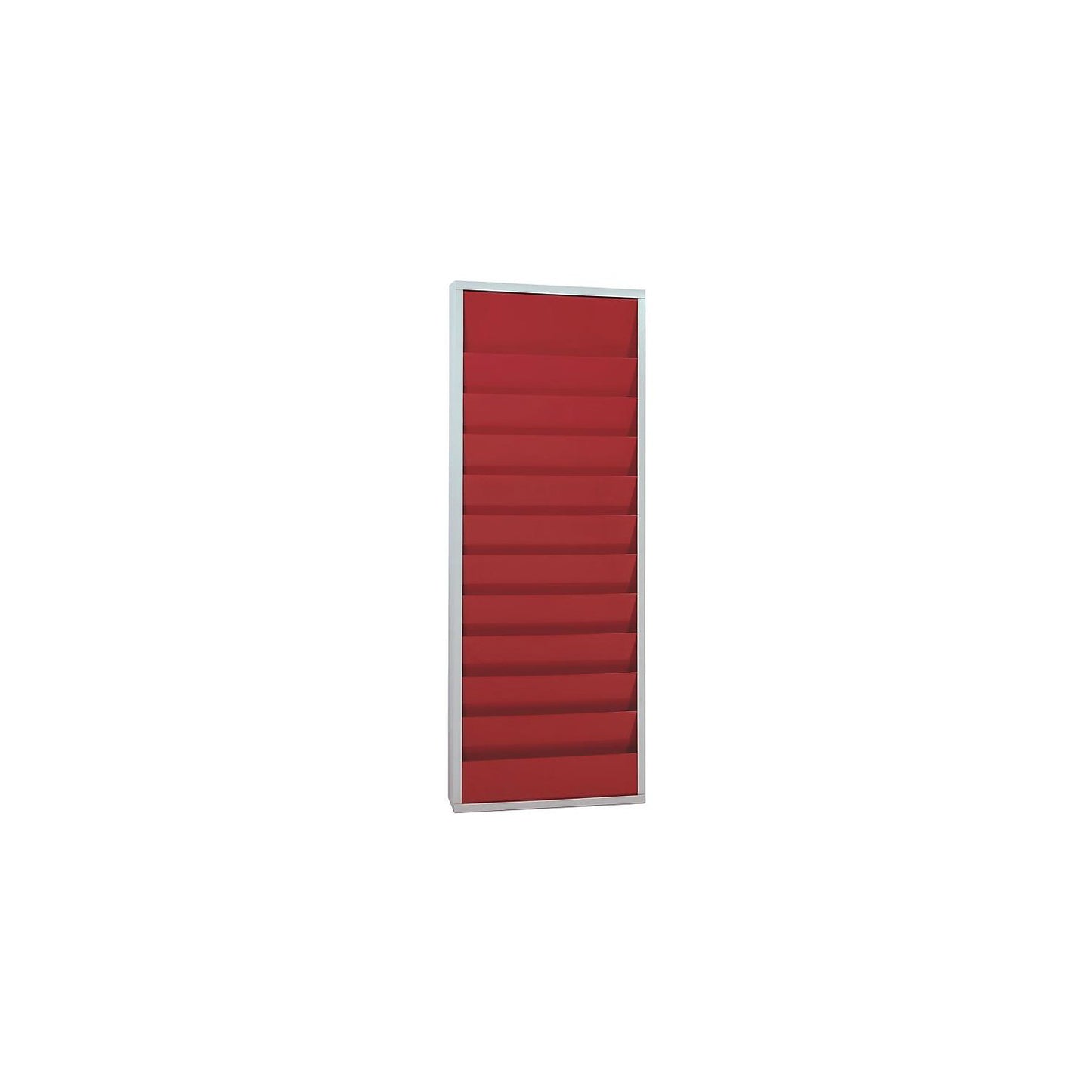 Planning board, with 10 rails, double row, HxWxD 1280 x 554 x 74 mm, red.