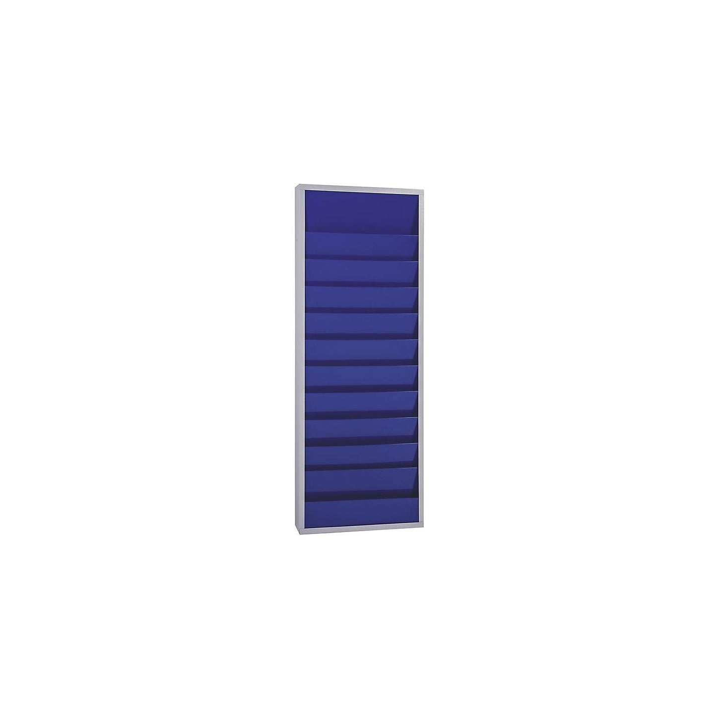 Planning board, with 10 rails, double row, HxWxD 1280 x 554 x 74 mm, blue.