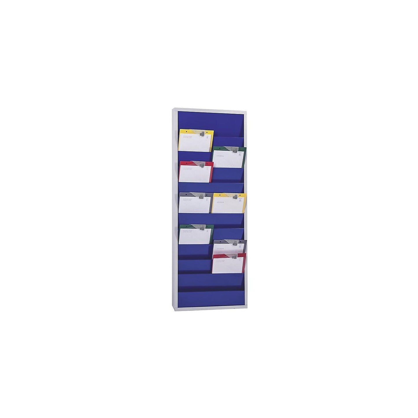 Planning board, with 10 rails, double row, HxWxD 1280 x 554 x 74 mm, blue.