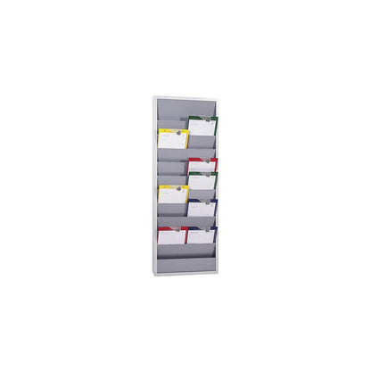 Planning board, with 10 rails, double row, HxWxD 1280 x 554 x 74 mm, grey.