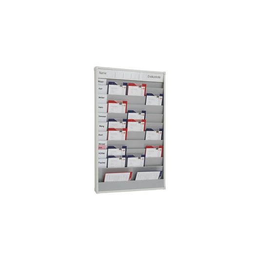 Workshop planner for automotive workshops, WxHxD 870 x 1285 x 76 mm, 10 rows.