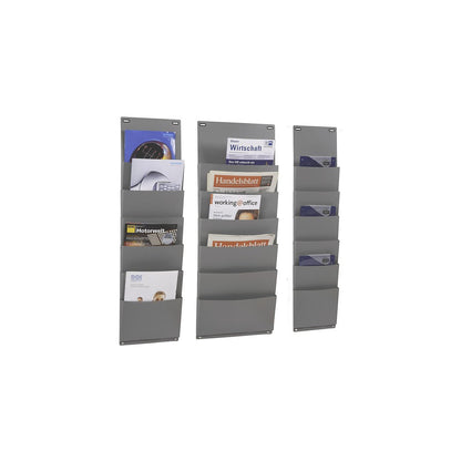 Planning board, polypropylene, HxW 900 x 250 mm, with 6 compartments, grey.