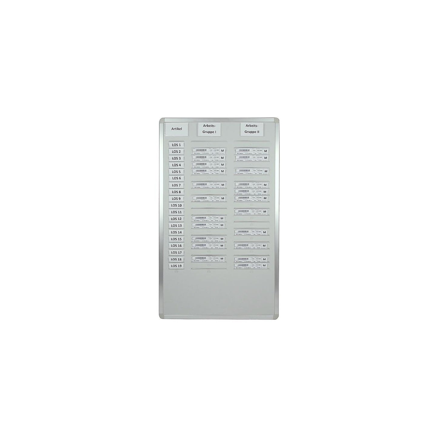 Orga Easy planning board, height 900 mm, for A5 vertical, width 535 mm, double row.
