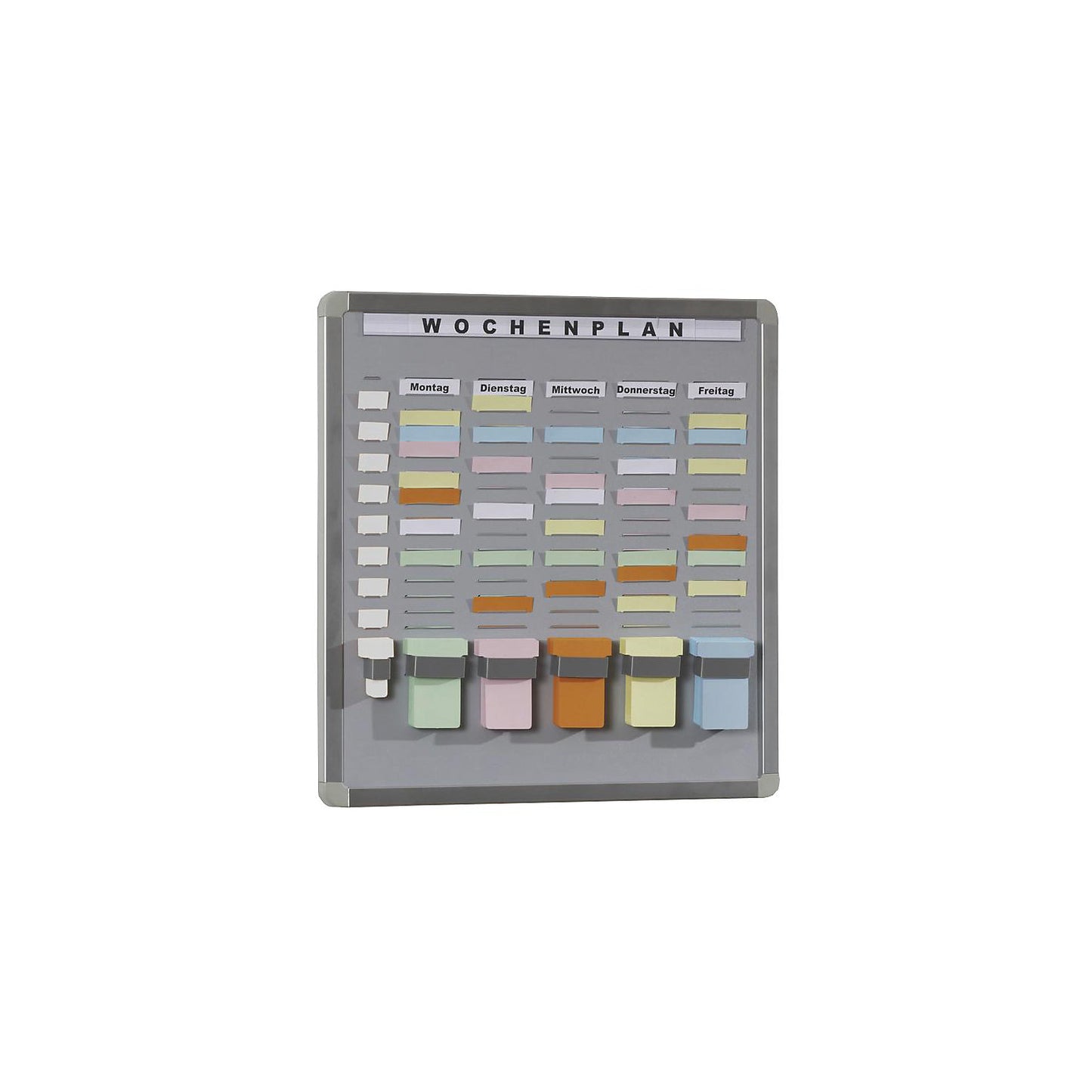 T-Card system board, hard foam support plate, grey, WxH 468 x 458 mm, with 20 compartments and 5 rows.