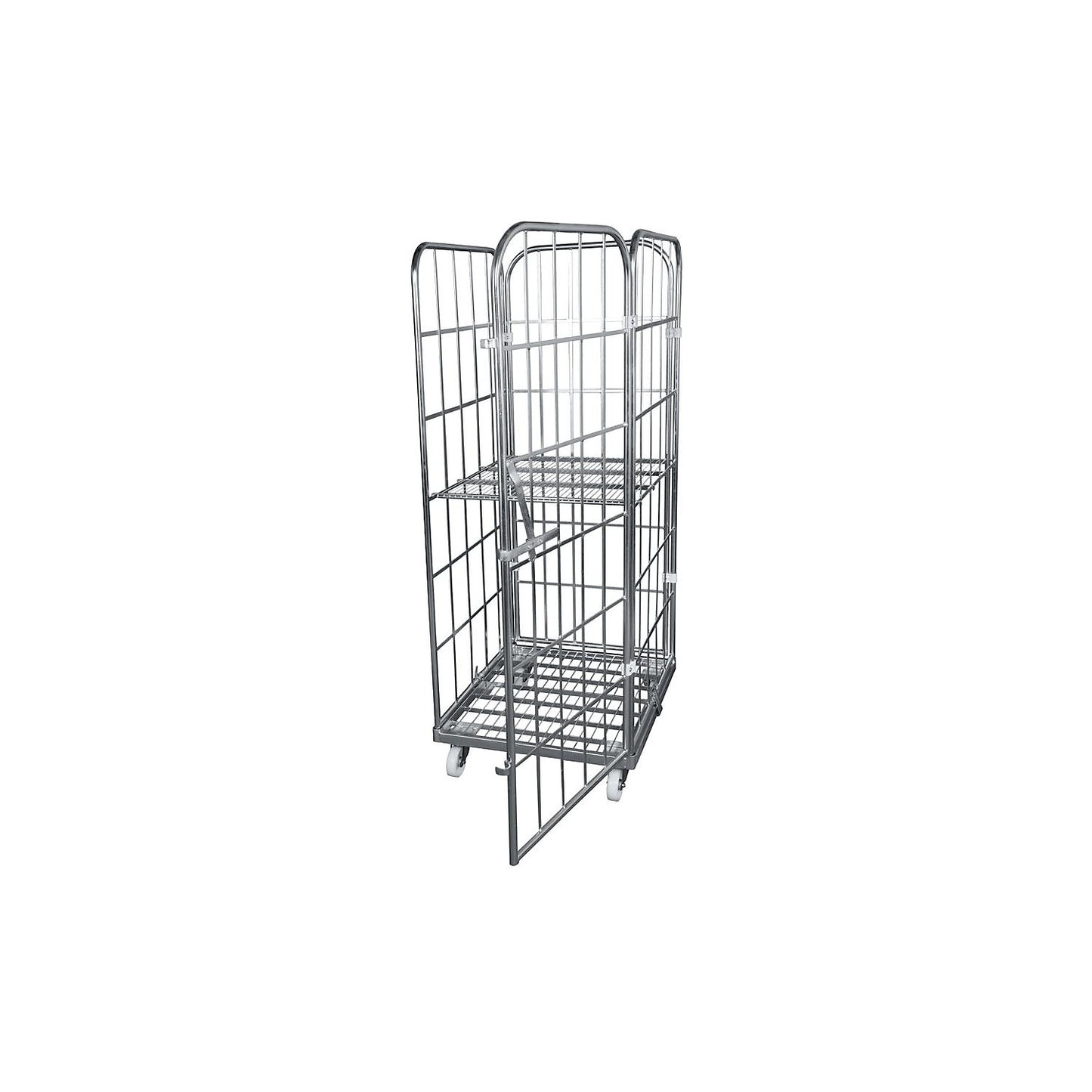 Steel roll container, 4-sided, overall height 1830 mm, 1 front panel, one-part.