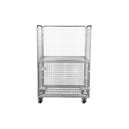 Steel roll container, LxW 1200 x 800 mm, 4-sided, with folding front panel.