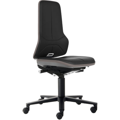 NEON industrial swivel chair, castors, synchronous mechanism, vinyl, grey bumper.