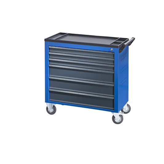 JUMBO workshop trolley, with 6 full-length drawers, HxWxD 935 x 900 x 460 mm, gentian blue.