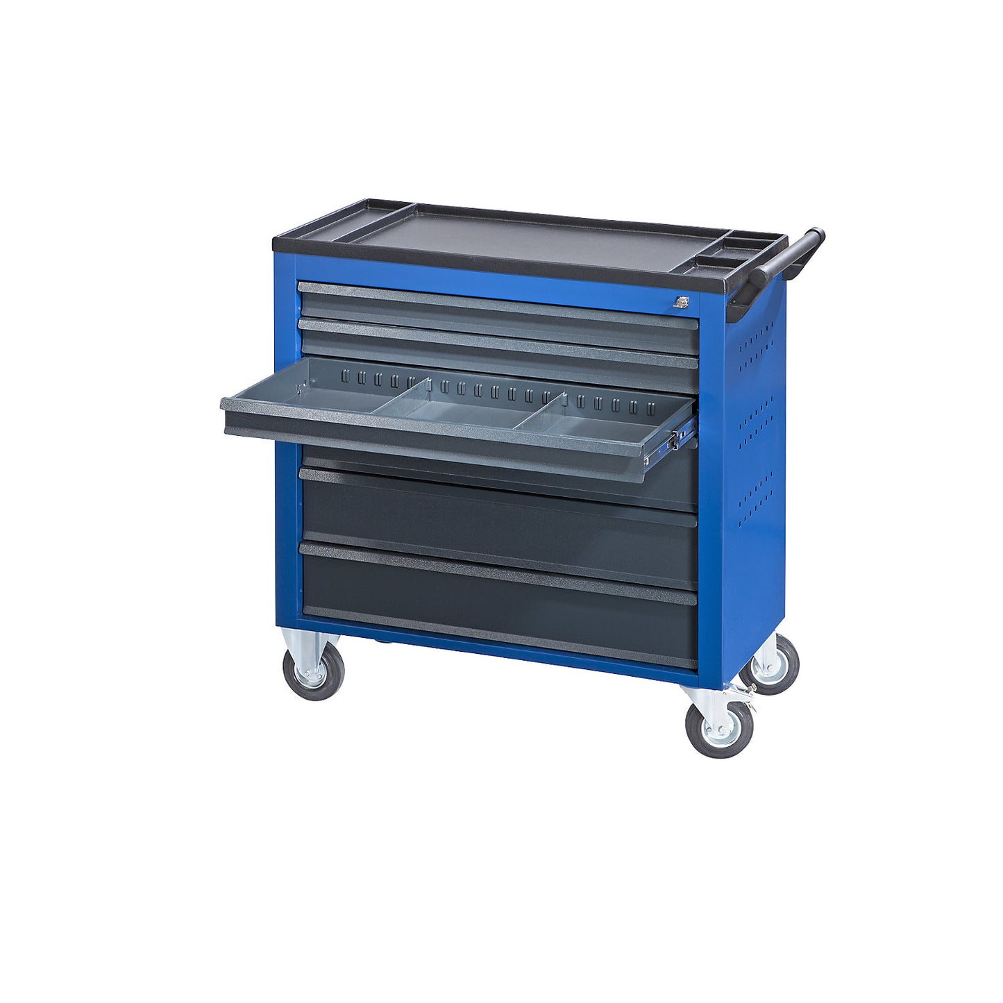 JUMBO workshop trolley, with 6 full-length drawers, HxWxD 935 x 900 x 460 mm, gentian blue.