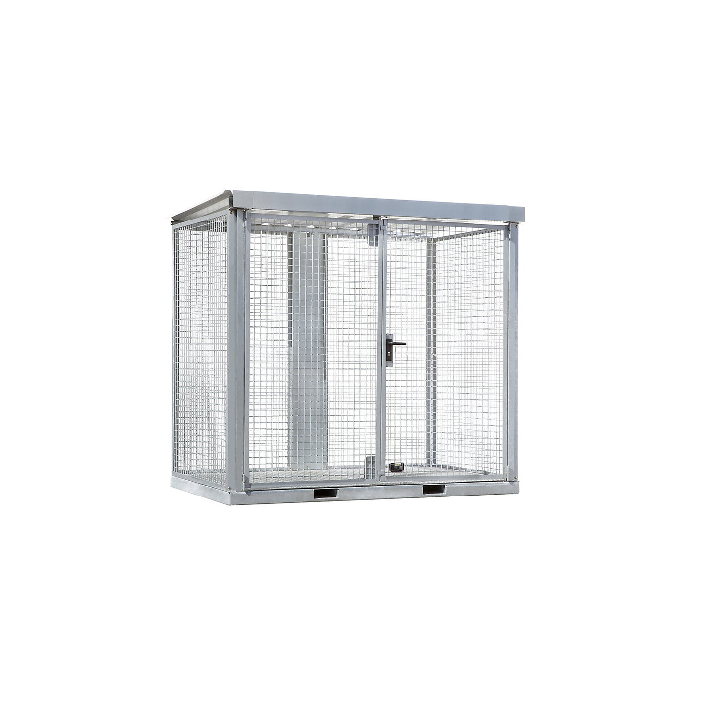Assembled mesh gas cylinder cage, 60 cylinders with Ø 230 mm, ribbed sheet metal floor.