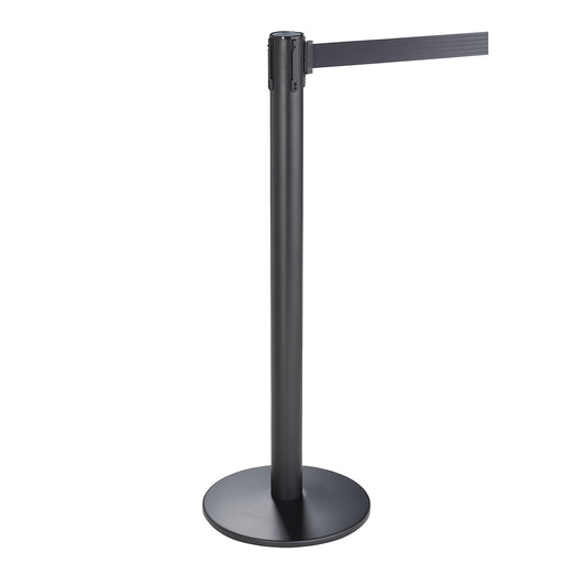 Belt barrier, steel, belt extension 2300 mm, black.