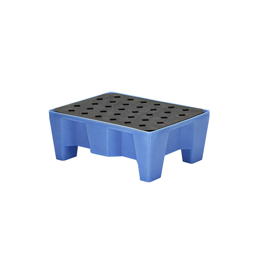 PE tray for 60 l drums and small containers, with 4 feet, with grate.