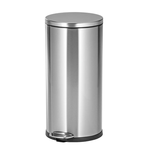 Stainless steel pedal bin, round, capacity 20 l, with pedal.
