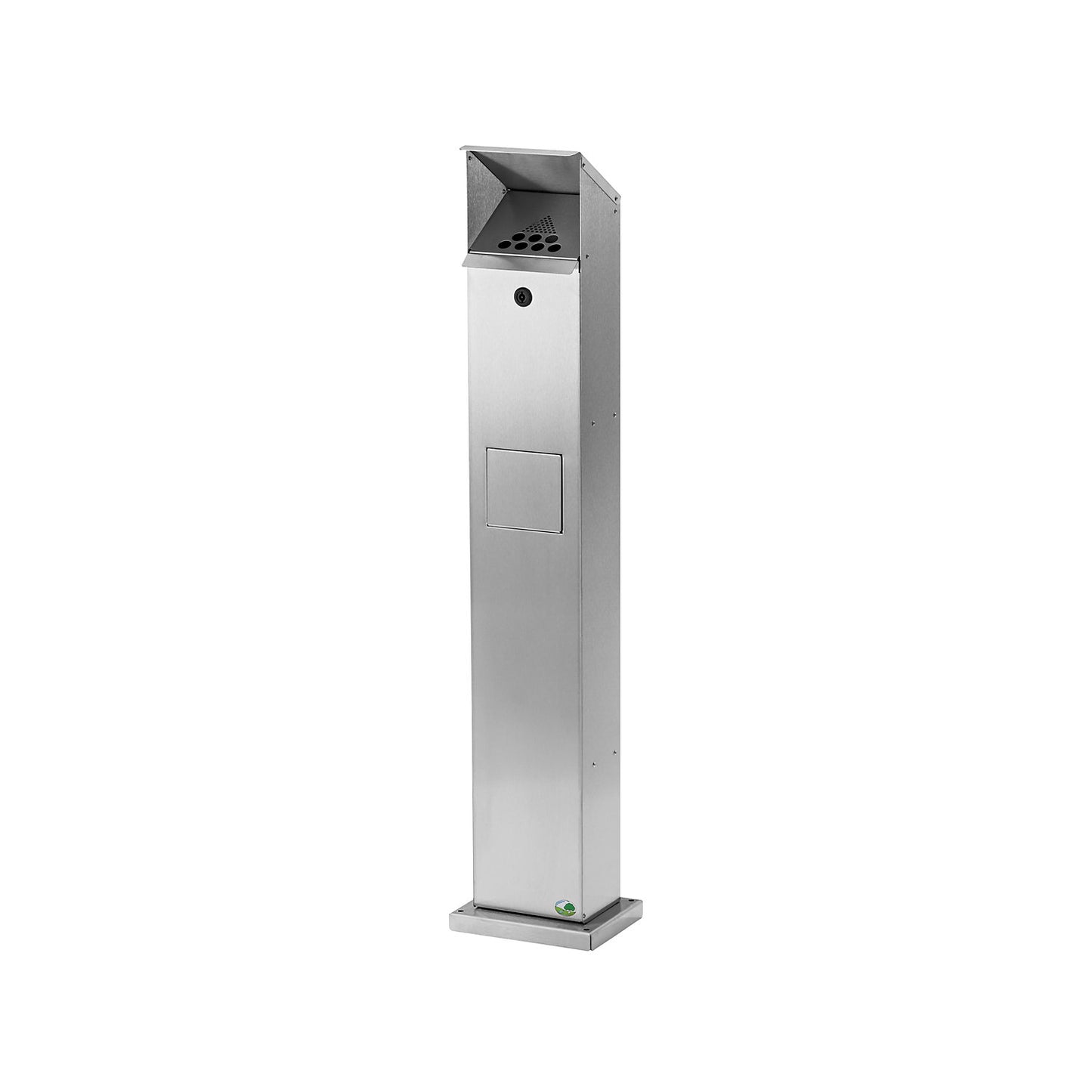 Combination pedestal ashtray, capacity 5 l, WxHxD 180 x 1150 x 150 mm, stainless steel.
