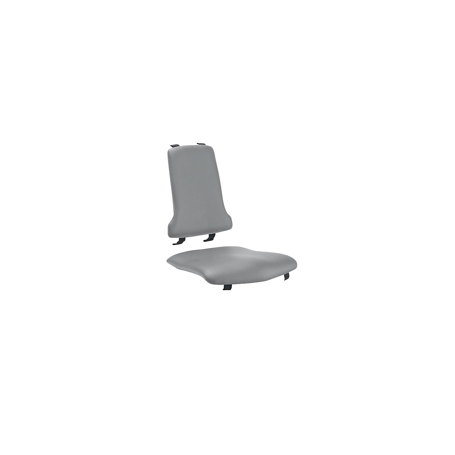 Upholstery for industrial chair, vinyl, grey.