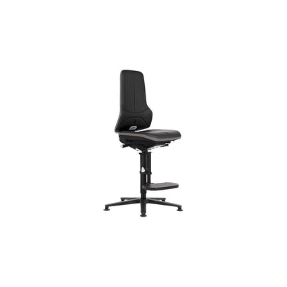 NEON ESD industrial swivel chair, floor glides, step-up, synchronous mechanism, vinyl, grey bumper.