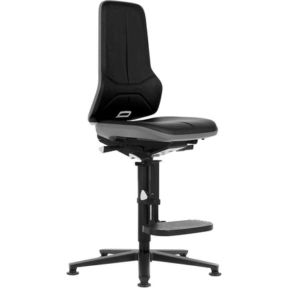 NEON industrial swivel chair, floor glides, step-up, synchronous mechanism, vinyl, grey bumper.