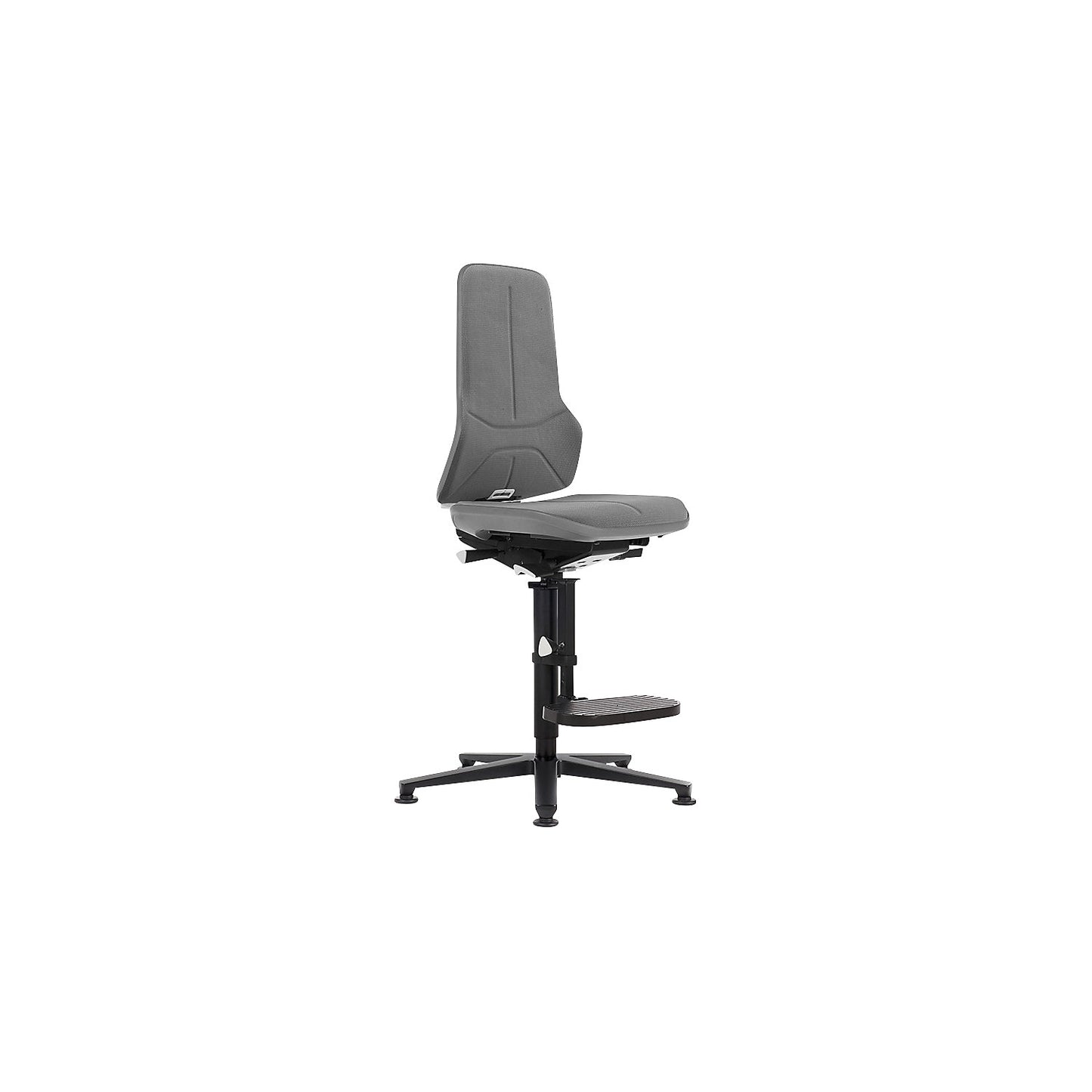 NEON industrial swivel chair, floor glides, step-up, synchronous mechanism, Supertec, grey bumper.
