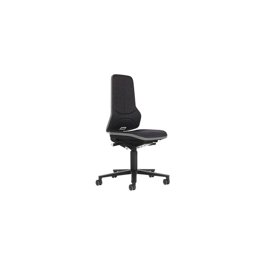 NEON ESD industrial swivel chair, castors, synchronous mechanism, fabric, grey bumper.