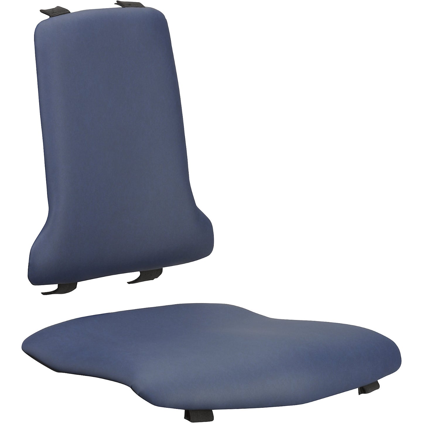 Upholstery for industrial chair, vinyl, blue.