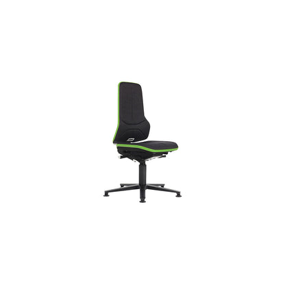 NEON ESD industrial swivel chair, floor glides, synchronous mechanism, fabric, green bumper.
