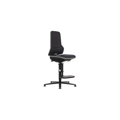 NEON ESD industrial swivel chair, floor glides, step-up, synchronous mechanism, fabric, grey bumper.