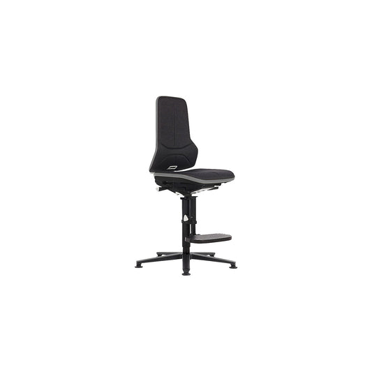 NEON ESD industrial swivel chair, floor glides, step-up, synchronous mechanism, fabric, grey bumper.