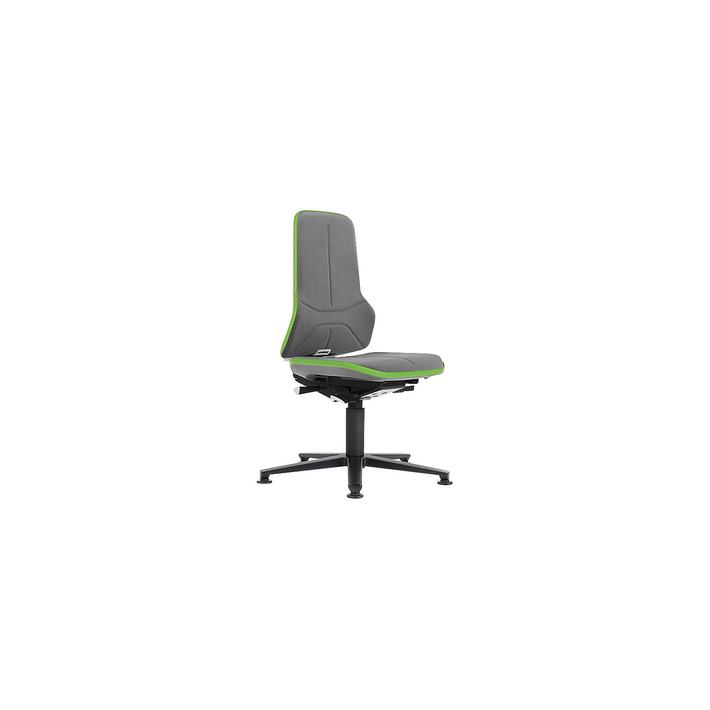 NEON industrial swivel chair swivel chair, floor glides, synchronous mechanism, Supertec, green bumper.