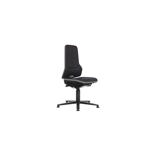 NEON ESD industrial swivel chair, floor glides, permanent contact mechanism, fabric, grey bumper.