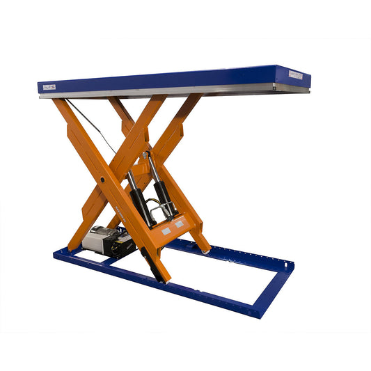 Compact lift table, max. load 2000 kg, platform LxW 2000 x 900 mm, effective lift 1300 mm.