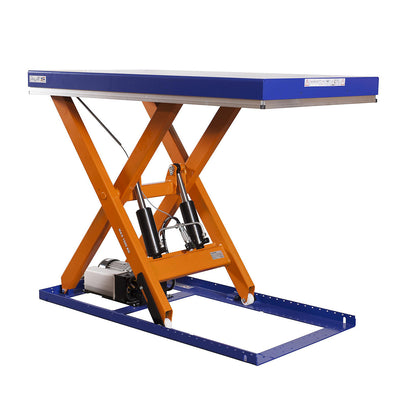 Compact lift table, max. load 1500 kg, platform LxW 1700 x 1000 mm, effective lift 1100 mm.